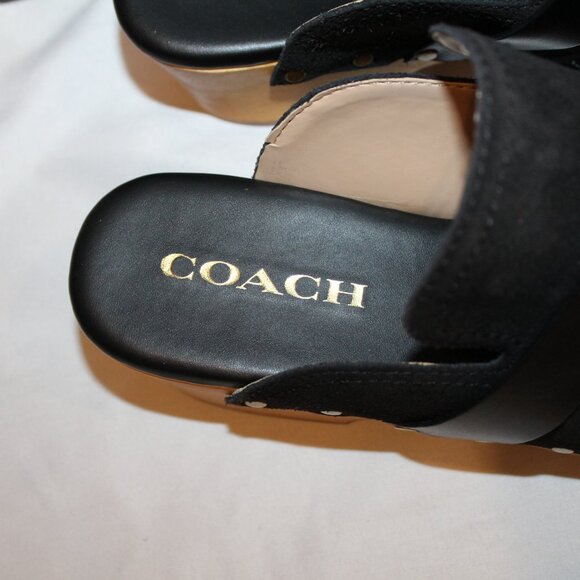 NIB COACH WOMEN'S FINLAY SUEDE PLATFORM CLOGS BLACK SZ 7.5 - Picture 4 of 8